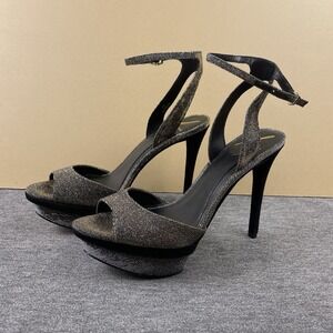 NEW Brian Atwood Femme Fatal Platform Sandal Womens Size 7 Metallic Black